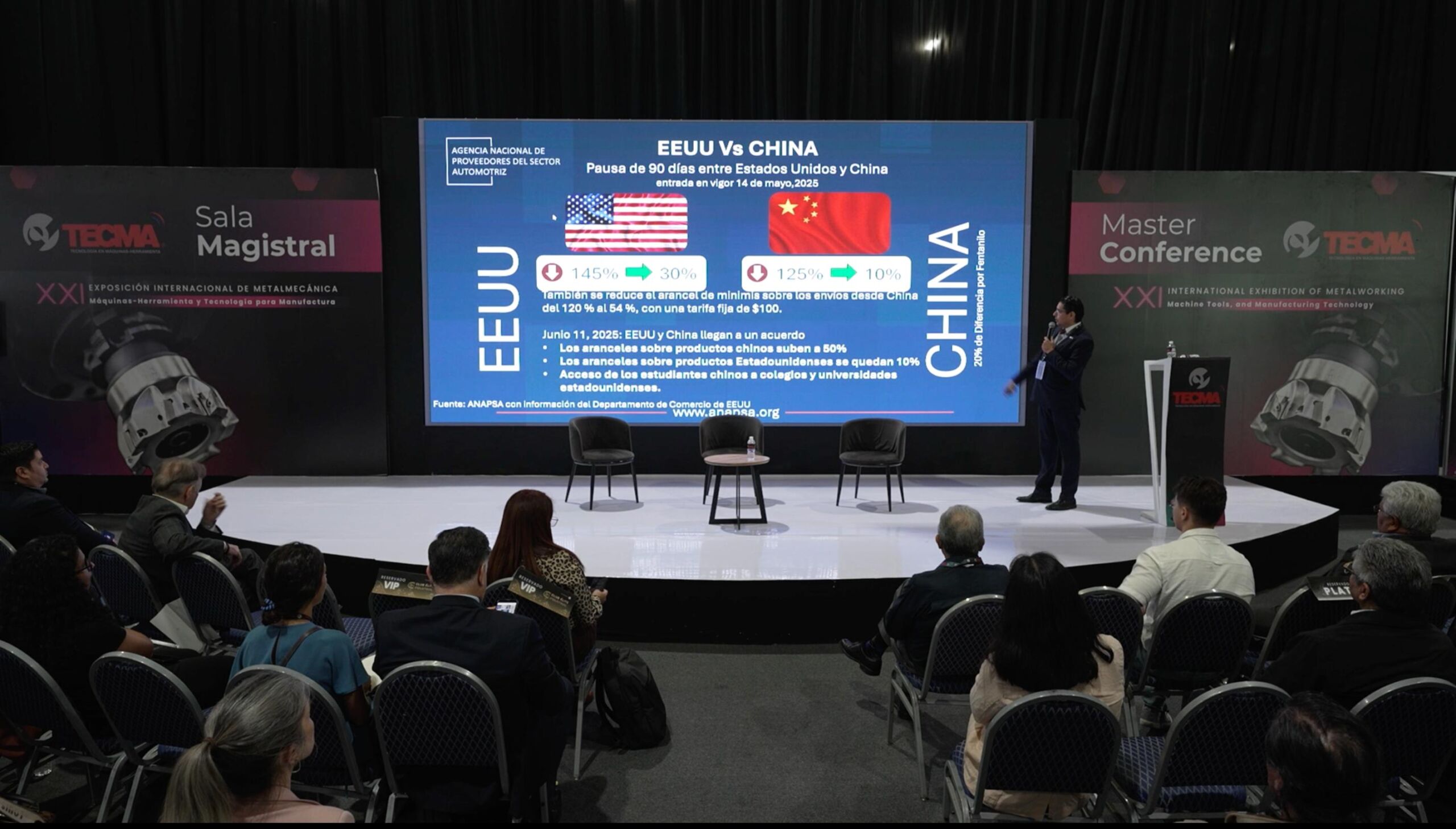 Contenido On Demand TECMA 2025 para Profesionales2 Alberto Bustamante durante su conferencia “Trump y el sector automotriz en Norteamérica” en TECMA 2025, en Expo Santa Fe.